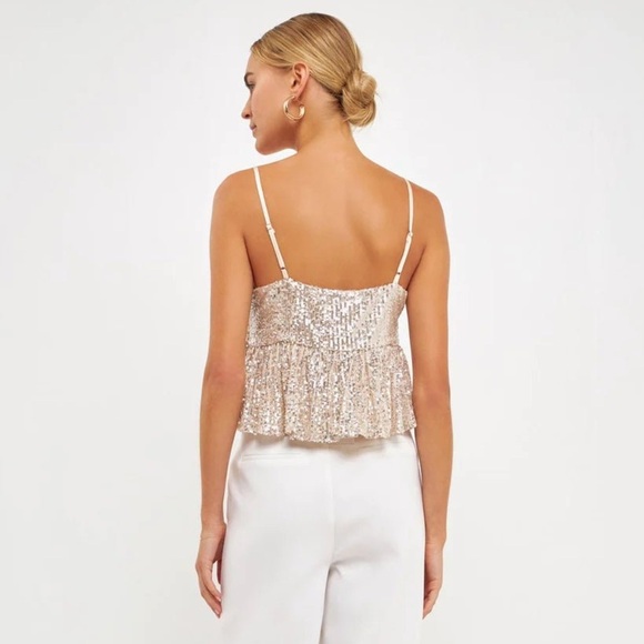 Endless Rose Cream Sequins Tank Top, SZ M NWT - Picture 5 of 13